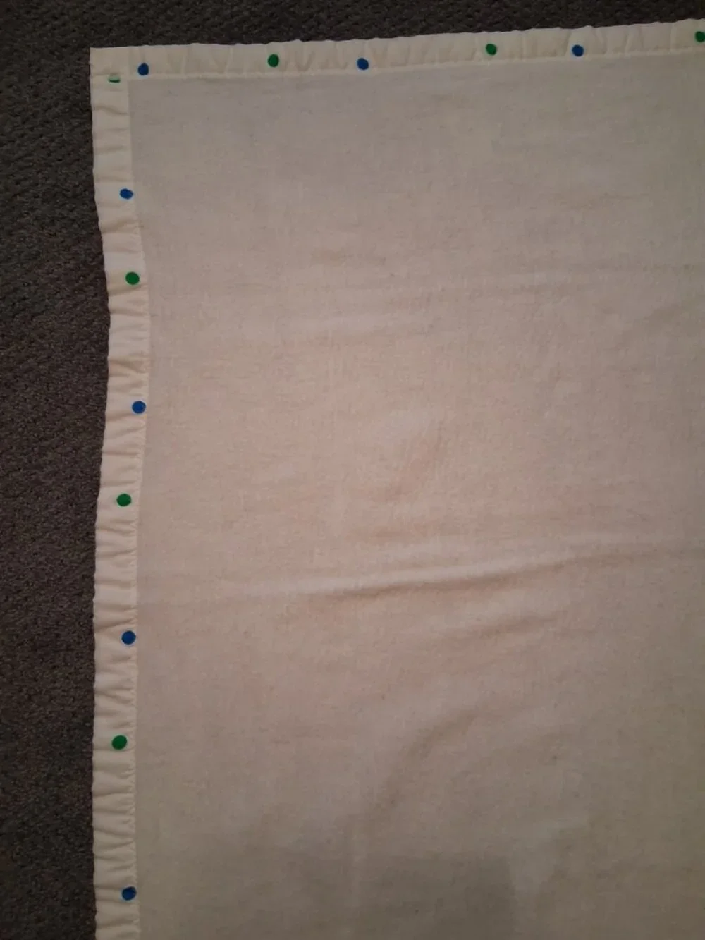 Vtg Disney Mickey Mouse & Dinosaur Acrylic Baby Blanket Polka Dot Trim USA